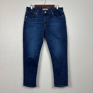 Levis Jeans Womens 30 Blue Boyfriend Mid‎ Rise Whiskered Dark Wash Denim